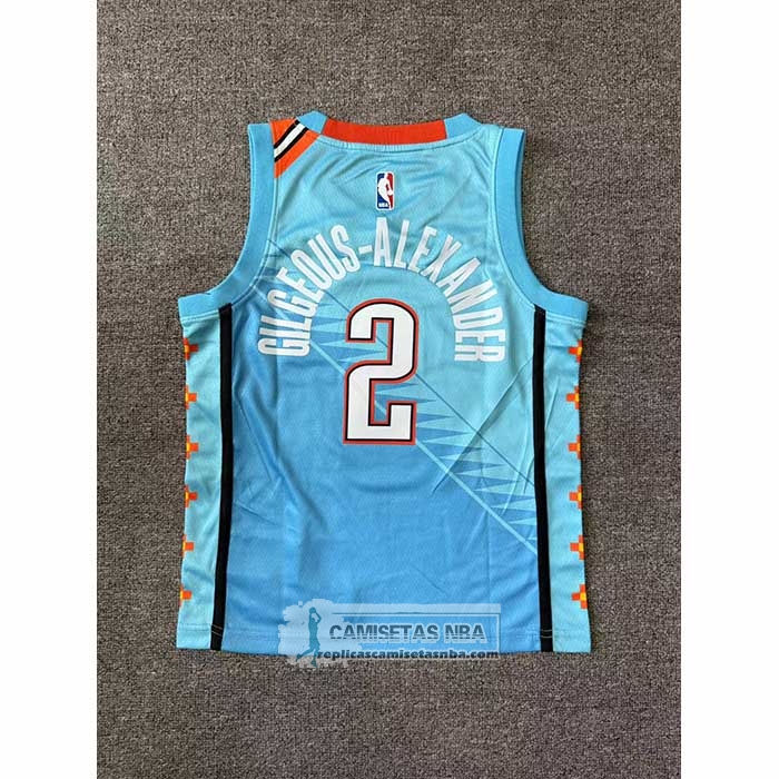 Camiseta Nino Oklahoma City Thunder Shai Gilgeous Alexander NO 2 Ciudad 2018-19 Azul